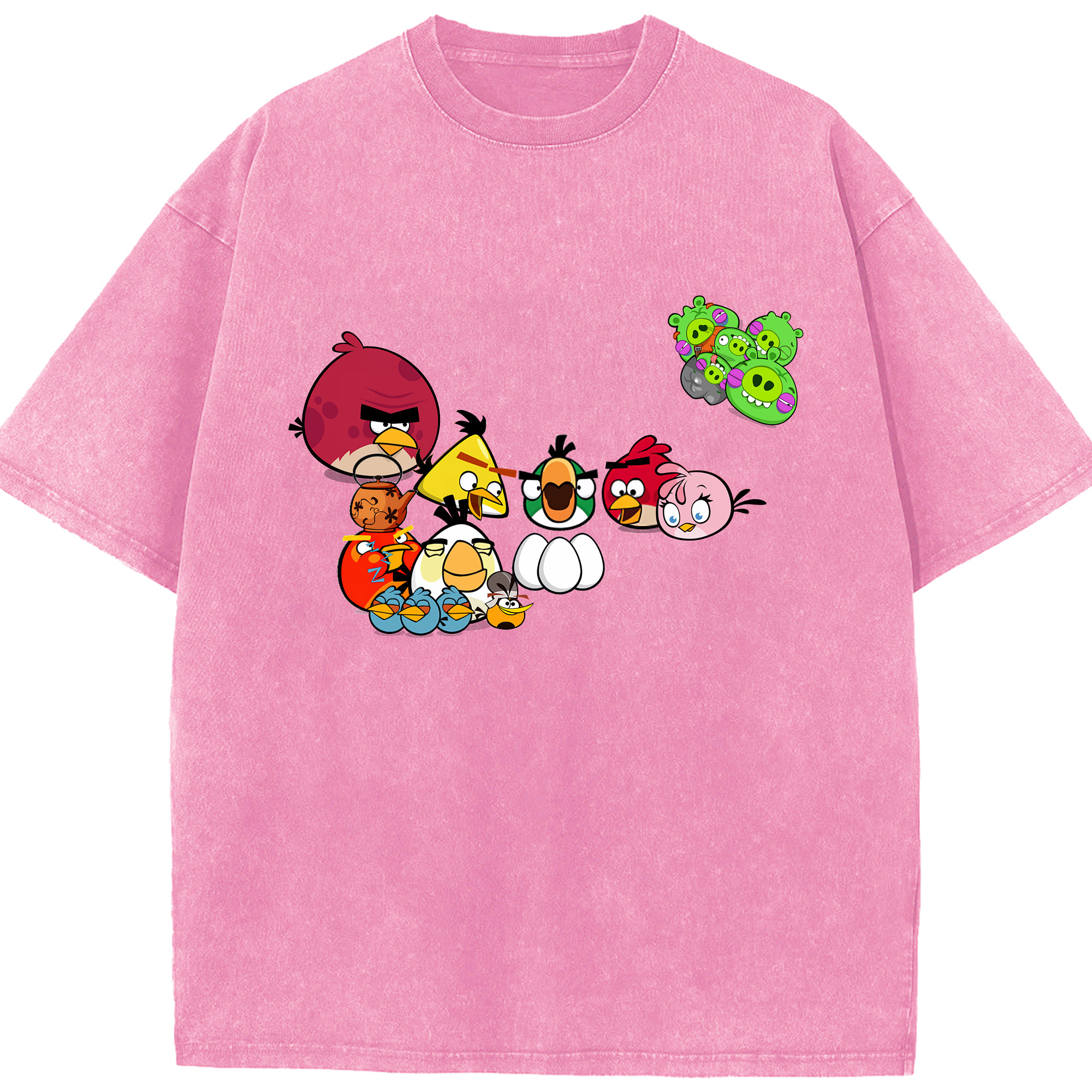 （画像用） Angry Birds アングリーバード 綿100% ヴィンテージ風 半袖Tシャツ（フロントプリント）